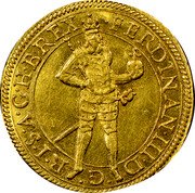 Austria Ducat Ferdinand III Graz 1645 KM# 860 FERDINAN III D G R I S A G H B REX coin obverse