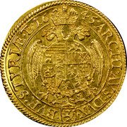 Austria Ducat Ferdinand III Graz 1645 KM# 860 ARCHI AVS DVX BVR STYRIÆ ET coin reverse