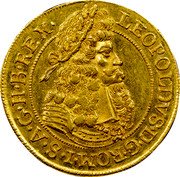 Austria Ducat Leopold I 1667 KM# 1250 LEOPOLDVS D G ROM I S A G H B REX coin obverse Austria Ducat Leopold I 1667 KM# 1250 LEOPOLDVS D G ROM I S A G H B REX coin obverse