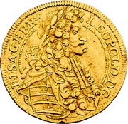 Austria Ducat Leopold I Graz 1693 KM# 1372 LEOPOLD9 D G R I S A G H B RX coin obverse Austria Ducat Leopold I Graz 1693 KM# 1372 LEOPOLD9 D G R I S A G H B RX coin obverse