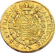 Austria Ducat Leopold I Graz 1693 KM# 1372 16 93 ARCHID AUS D B STYRIÆ coin reverse Austria Ducat Leopold I Graz 1693 KM# 1372 16 93 ARCHID AUS D B STYRIÆ coin reverse