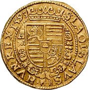 Austria Ducat (Rudolf II Vienna) KM# 28 S LADISLAVS HVN REX 1595 coin reverse Austria Ducat (Rudolf II Vienna) KM# 28 S LADISLAVS HVN REX 1595 coin reverse