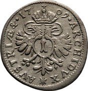 Austria Kreuzer Joseph I Munchen 1709 (s) KM# 1424 1 ARCHIDVX AVSTRIÆ & 1709 coin reverse Austria Kreuzer Joseph I Munchen 1709 (s) KM# 1424 1 ARCHIDVX AVSTRIÆ & 1709 coin reverse