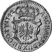 Austria Kreuzer Maria Theresia Hall 1742 KM# 1688 ARCH AVST DUX BU CO TY 1742 coin reverse Austria Kreuzer Maria Theresia Hall 1742 KM# 1688 ARCH AVST DUX BU CO TY 1742 coin reverse