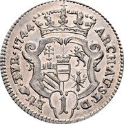 Austria Kreuzer Maria Theresia Vienna 1744 KM# 1689 ARCH AUST D BUR C TYR 1744 coin reverse