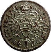 Austria Kreuzer Maria Theresia Vienna 1746 KM# 1735 ARCH AUST D BU C TYR 1748 coin reverse Austria Kreuzer Maria Theresia Vienna 1746 KM# 1735 ARCH AUST D BU C TYR 1748 coin reverse