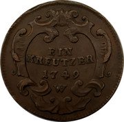 Austria Kreuzer Maria Theresia 1749 W KM# 1992 EIN KREUTZER 1749 W coin reverse Austria Kreuzer Maria Theresia 1749 W KM# 1992 EIN KREUTZER 1749 W coin reverse