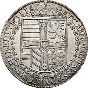 Austria 1 Thaler Shield Maximilian III 1614 Co KM# 188.2 ET CARN MAG PRVSS ADMI COMES HAB ET TYROLI coin reverse