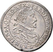 Austria Thaler Ferdinand II 1632 KM# 749.2 FERDINANDVS II D G ROM IMP S A G H BO REX 1632 coin obverse Austria Thaler Ferdinand II 1632 KM# 749.2 FERDINANDVS II D G ROM IMP S A G H BO REX 1632 coin obverse