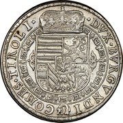 Austria Thaler Archduke Leopold Wilhelm 1632 KM# 629.3 DGX BVRGVNDI COMES TIROLI coin reverse Austria Thaler Archduke Leopold Wilhelm 1632 KM# 629.3 DGX BVRGVNDI COMES TIROLI coin reverse