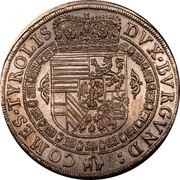 Austria Thaler Archduke Leopold Wilhelm 1632 KM# 629.4 DVX • BVRGVND: — COMES • TIROLIS coin reverse Austria Thaler Archduke Leopold Wilhelm 1632 KM# 629.4 DVX • BVRGVND: — COMES • TIROLIS coin reverse