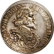 Austria Thaler Ferdinand III St Veit 1638 KM# 858 FERDINAND III D / G ROM IM S A G H ET B REX 1638 coin obverse Austria Thaler Ferdinand III St Veit 1638 KM# 858 FERDINAND III D / G ROM IM S A G H ET B REX 1638 coin obverse