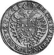 Austria Thaler Ferdinand III Vienna 1643 (b) KM# 840 ARCHID AVS DVX BVR CO TYR EC coin reverse Austria Thaler Ferdinand III Vienna 1643 (b) KM# 840 ARCHID AVS DVX BVR CO TYR EC coin reverse