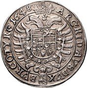 Austria Thaler Ferdinand III Vienna 1648 KM# 959 ARCHID AVS DVX BVR CO TYR EC 1648 coin reverse Austria Thaler Ferdinand III Vienna 1648 KM# 959 ARCHID AVS DVX BVR CO TYR EC 1648 coin reverse