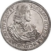 Austria Thaler Sigismund Franz 1665 KM# 1239 SIGISMVNDVS FRANC D G ARCHIDVX AVST coin obverse Austria Thaler Sigismund Franz 1665 KM# 1239 SIGISMVNDVS FRANC D G ARCHIDVX AVST coin obverse