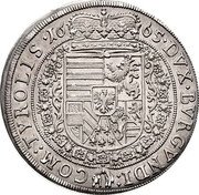 Austria Thaler Sigismund Franz 1665 KM# 1239 16 65 DVX BVRGVUNDI COM TYROLIS coin reverse Austria Thaler Sigismund Franz 1665 KM# 1239 16 65 DVX BVRGVUNDI COM TYROLIS coin reverse