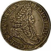 Austria Thaler Leopold I Vienna 1671 (r) KM# 1268.2 LEOPOLDVS D G R I S A G H B REX coin obverse