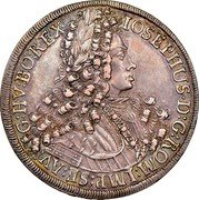 Austria Thaler Joseph I Hall 1707 KM# 1438.1 IOSEPHUS D G ROM IMP SE AV G HV BO REX coin obverse Austria Thaler Joseph I Hall 1707 KM# 1438.1 IOSEPHUS D G ROM IMP SE AV G HV BO REX coin obverse
