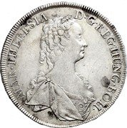 Austria Thaler Maria Theresia Vienna 1745 KM# 1714 MAR THERESIA D G REG HUNG BOH coin obverse Austria Thaler Maria Theresia Vienna 1745 KM# 1714 MAR THERESIA D G REG HUNG BOH coin obverse