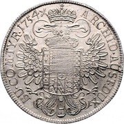 Austria Thaler Maria Theresia Hall 1754 KM# 1816 ARCHID·AUST·DUX BU·COM·TYR·1764·X· coin reverse Austria Thaler Maria Theresia Hall 1754 KM# 1816 ARCHID·AUST·DUX BU·COM·TYR·1764·X· coin reverse