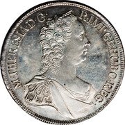 Austria Thaler Maria Theresia Vienna - Mining Taler 1758 KM# 1823 M THERESIA D G R IMP GE HU BO REG coin obverse Austria Thaler Maria Theresia Vienna - Mining Taler 1758 KM# 1823 M THERESIA D G R IMP GE HU BO REG coin obverse