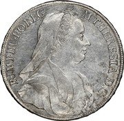 Austria Thaler Maria Theresia Hall 1772 AS KM# 1838 M THERESIA D G R IMP GE HU BO REG coin obverse Austria Thaler Maria Theresia Hall 1772 AS KM# 1838 M THERESIA D G R IMP GE HU BO REG coin obverse