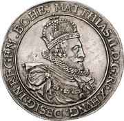 Austria Thaler (Matthias II Vienna) KM# 103 MATTHIAS II D G REX HVNG DESIG IN REGEM BOHE coin obverse Austria Thaler (Matthias II Vienna) KM# 103 MATTHIAS II D G REX HVNG DESIG IN REGEM BOHE coin obverse