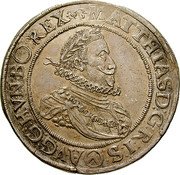 Austria Thaler (Matthias II Vienna) KM# 206 MATTHIAS D G R I S AVG G HVN BO REX coin obverse