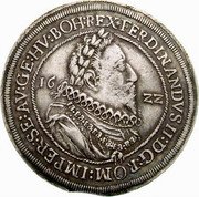 Austria Thaler (Ferdinand II Hall) KM# 338 FERDINANDVS II D G ROM IMPER SE AV GE HV BOH REX 16 22 coin obverse