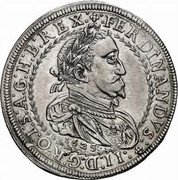 Austria Thaler (Ferdinand II Graz) KM# 521 FERDINANDVS II D G RO I S A G H B REX coin obverse Austria Thaler (Ferdinand II Graz) KM# 521 FERDINANDVS II D G RO I S A G H B REX coin obverse