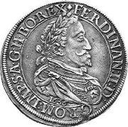 Austria Thaler (Ferdinand II Graz) KM# 749.1 FERDINANDVS II D G ROM IMP S A G H BO REX coin obverse Austria Thaler (Ferdinand II Graz) KM# 749.1 FERDINANDVS II D G ROM IMP S A G H BO REX coin obverse