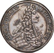 Austria Thaler Leopold I Graz 1693 KM# 1348.2 LEOPOLDVS D G R I S A G H B REX coin obverse Austria Thaler Leopold I Graz 1693 KM# 1348.2 LEOPOLDVS D G R I S A G H B REX coin obverse