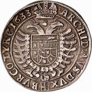 Austria Thaler (Ferdinand II Vienna) KM# 599 ARCHID AVS DVX BVR CO TYR ZC 1633 coin reverse