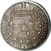 Austria Thaler (Leopold I Hall) KM# 1303.2 ARCHID AVSTR DVX BV CO TYR coin reverse Austria Thaler (Leopold I Hall) KM# 1303.2 ARCHID AVSTR DVX BV CO TYR coin reverse