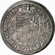 Austria Thaler (Leopold V) KM# 629.1 DVX BVRGUNDI COMES TIROLIS coin reverse Austria Thaler (Leopold V) KM# 629.1 DVX BVRGUNDI COMES TIROLIS coin reverse