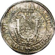 Austria Thaler Ferdinand II Vienna 16Z1 (c) KM# 268.2 ARCHID AVS DVX BVR CO TYR ZC coin reverse Austria Thaler Ferdinand II Vienna 16Z1 (c) KM# 268.2 ARCHID AVS DVX BVR CO TYR ZC coin reverse
