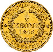 Austria 1/2 Krone Franz Joseph I 1866 A KM# 2252 VEREINSMÜNZE 1/2 KRONE 1858 100 EIN PFUND FEIN coin reverse