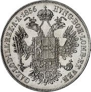 Austria 1/2 Thaler Franz I 1856 A KM# 2228.2 HVNG BOH LOMB ET VEN GAL LOD ILL REX A A 1856 coin reverse Austria 1/2 Thaler Franz I 1856 A KM# 2228.2 HVNG BOH LOMB ET VEN GAL LOD ILL REX A A 1856 coin reverse