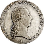 Austria 1/2 Thaler (Franz I) KM# 2151 FRANCISCVS I.D.G.AUSTRIAE.IMPERATOR C coin obverse Austria 1/2 Thaler (Franz I) KM# 2151 FRANCISCVS I.D.G.AUSTRIAE.IMPERATOR C coin obverse