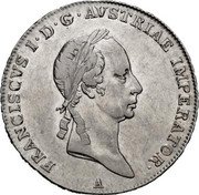 Austria 1/2 Thaler (Franz I) KM# 2154 FRANSCISCUS I D G AVSTRIAE IMPERATOR coin obverse Austria 1/2 Thaler (Franz I) KM# 2154 FRANSCISCUS I D G AVSTRIAE IMPERATOR coin obverse