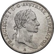 Austria 1/2 Thaler (Ferdinand I) KM# 2156 FRANSCISCUS I D G AVSTRIAE IMPERATOR coin obverse Austria 1/2 Thaler (Ferdinand I) KM# 2156 FRANSCISCUS I D G AVSTRIAE IMPERATOR coin obverse