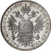 Austria 1/2 Thaler (Ferdinand I) KM# 2156 HVN BOH LOMB ET VEN GAL LOD ILL REX A A 1833 coin reverse Austria 1/2 Thaler (Ferdinand I) KM# 2156 HVN BOH LOMB ET VEN GAL LOD ILL REX A A 1833 coin reverse