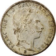 Austria 1/4 Florin Franz Joseph I 1860 B KM# 2214 HVNG • BOH • LOMB • ET VEN • ¼ FL GAL • LOD • ILL • REX A • A • 1859 coin obverse Austria 1/4 Florin Franz Joseph I 1860 B KM# 2214 HVNG • BOH • LOMB • ET VEN • ¼ FL GAL • LOD • ILL • REX A • A • 1859 coin obverse