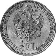 Austria 1/4 Florin Franz Joseph I 1866 A KM# 2215 HVNG BOH LOMB ET VEN 1/4 FL GAL LOD ILL REX A A 1866 coin reverse