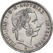 Austria 1/4 Florin Franz Joseph I 1868 A KM# 2216 FRANC IOS I D G AVSTRIAE IMPERATOR A coin obverse