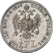Austria 1/4 Florin Franz Joseph I 1868 A KM# 2216 HVNGAR BOHEM GAL 1/4 FL LOD ILL REX A A coin reverse