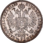 Austria 1/4 Florin Franz Joseph I 1858 A KM# 2213 HVNG·BOH·LOMB·ET VEN GAL·LOD·ILL·REX A·A·1858 ¼ FL coin reverse Austria 1/4 Florin Franz Joseph I 1858 A KM# 2213 HVNG·BOH·LOMB·ET VEN GAL·LOD·ILL·REX A·A·1858 ¼ FL coin reverse
