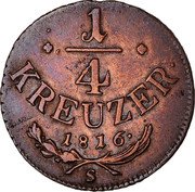 Austria 1/4 Kreuzer Franz I 1816 S KM# 2107 1 / 4 KREUZER 1816 A coin reverse Austria 1/4 Kreuzer Franz I 1816 S KM# 2107 1 / 4 KREUZER 1816 A coin reverse