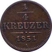 Austria 1/4 Kreuzer Franz Joseph I 1851 A KM# 2180 1/4 KREUZER 1851 A coin reverse Austria 1/4 Kreuzer Franz Joseph I 1851 A KM# 2180 1/4 KREUZER 1851 A coin reverse
