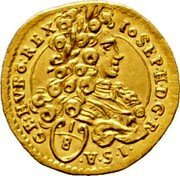 Austria 1/8 Ducat Joseph I Vienna 1707 KM# 1495 IOSEPH D G R I S A GE HV BO REX coin obverse Austria 1/8 Ducat Joseph I Vienna 1707 KM# 1495 IOSEPH D G R I S A GE HV BO REX coin obverse